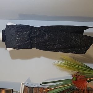 Pre-Loved Karl Lagerfeld Glitter Velvet Mock-Neck Black Midi  Dress Size 6